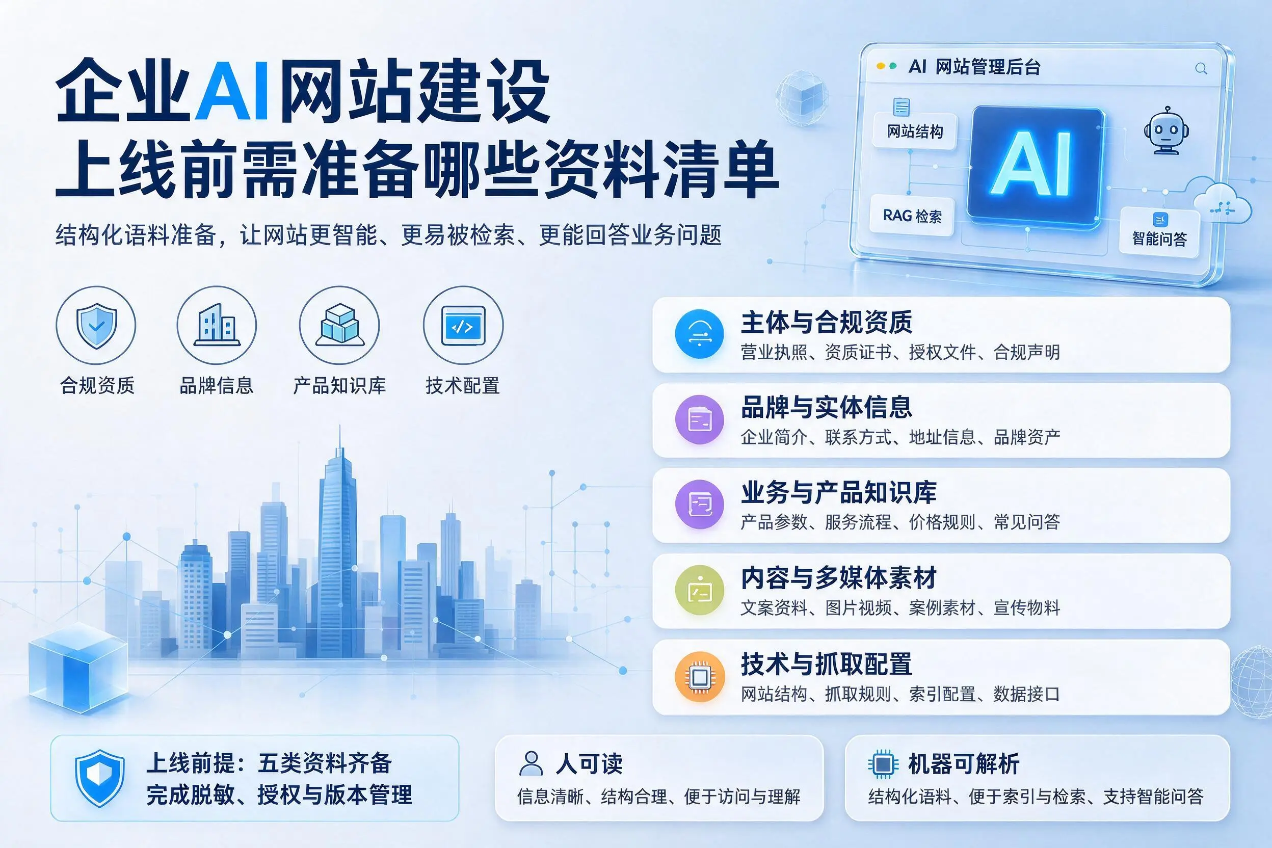 信阳企业AI网站建设上线前需准备哪些资料清单