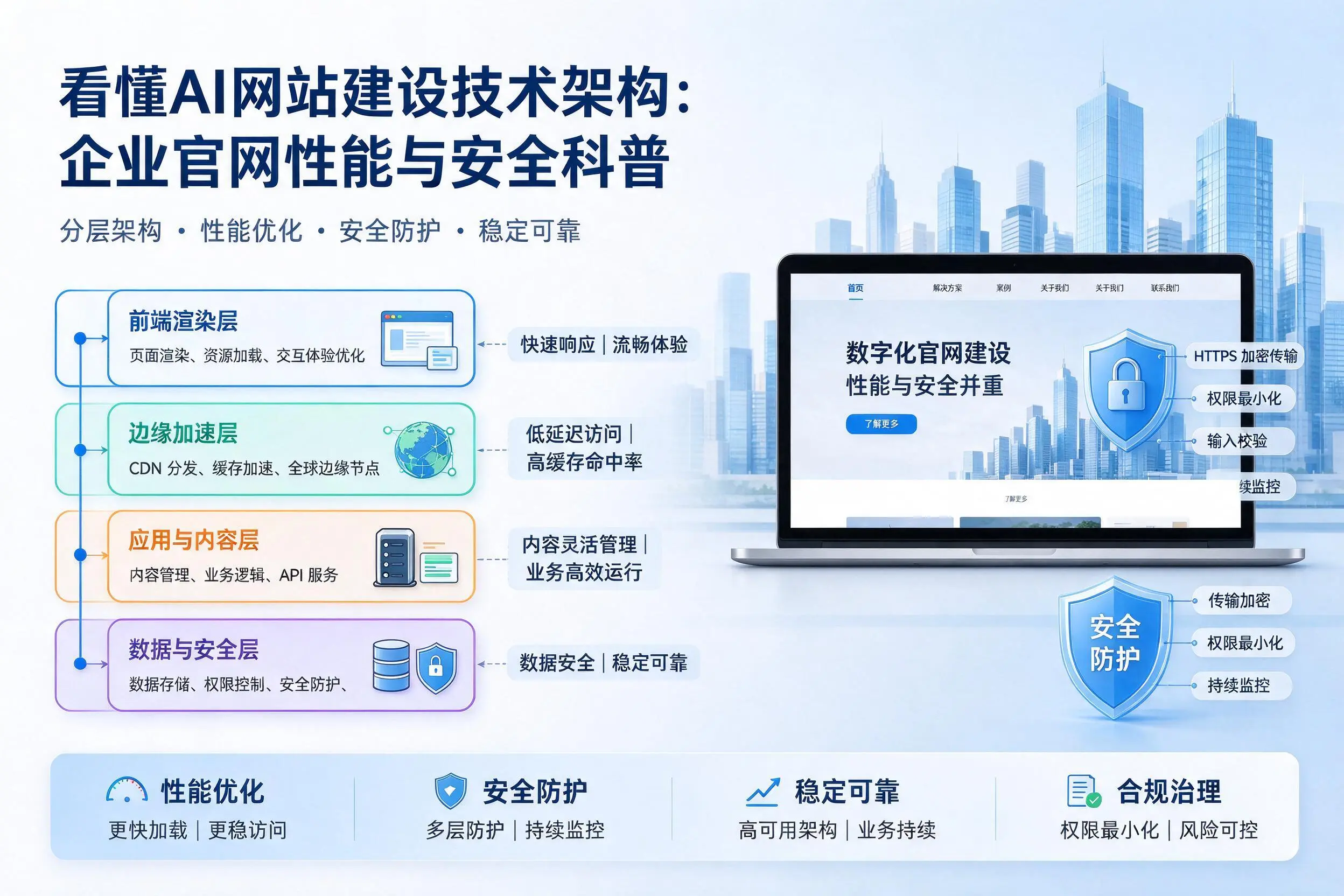 看懂AI网站建设技术架构：信阳企业官网性能与安全科普